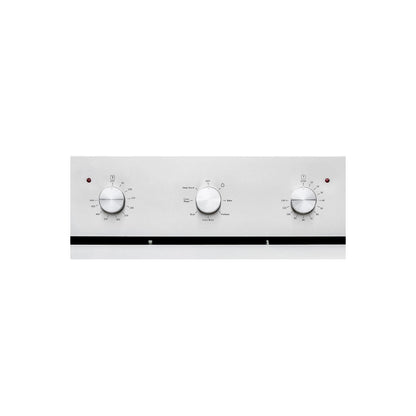 A sleek silver stereo amplifier from Empava, featuring three round knobs for controlling balance, volume adjustment, and tone fine-tuning. Each knob is labeled with positions and scales, accompanied by small indicator lights above the left and right knobs.4