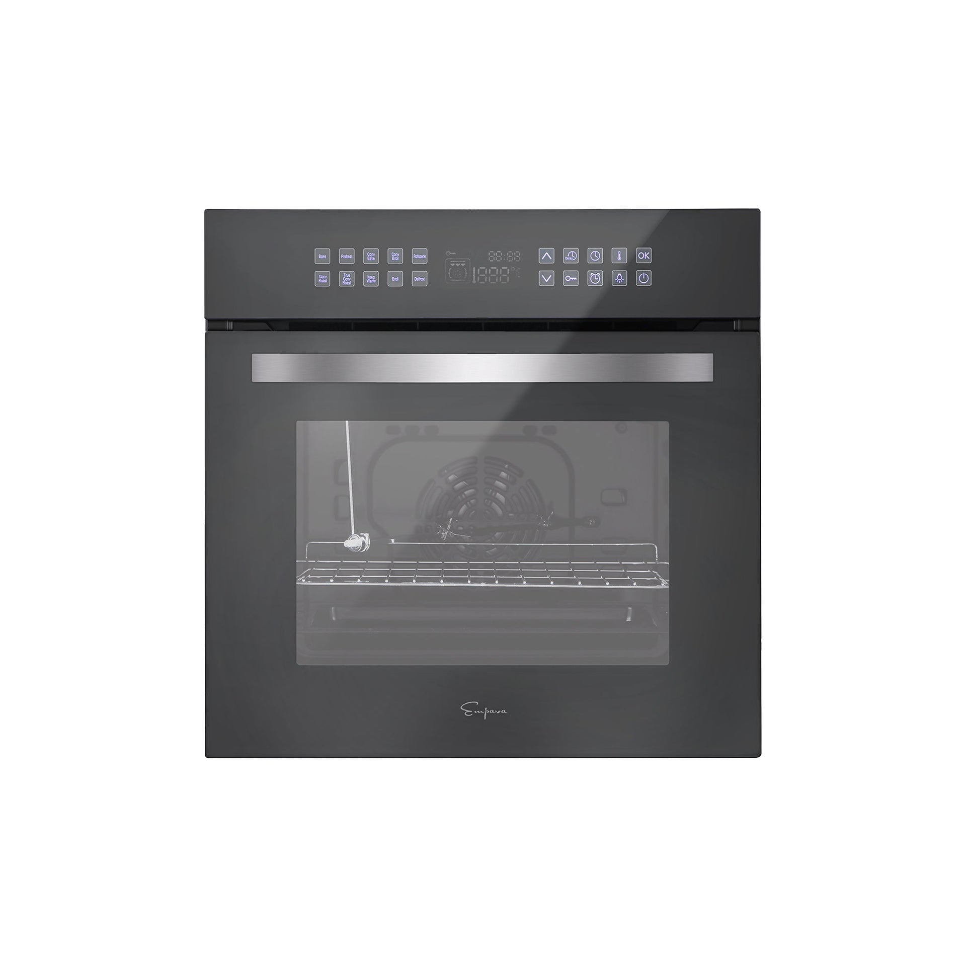 the-empava-24-in-electric-single-wall-oven-boasts-a-sleek-and-modern-design-featuring-a-stainless-steel-exterior-with-a-digital-control-panel-prominently-displayed-on-the-front-the-oven-door-includes-a-large-glass-window-and-the-interior-is-equipped-with-a-metal-rack-and-a-heating-element-positioned-at-the-back