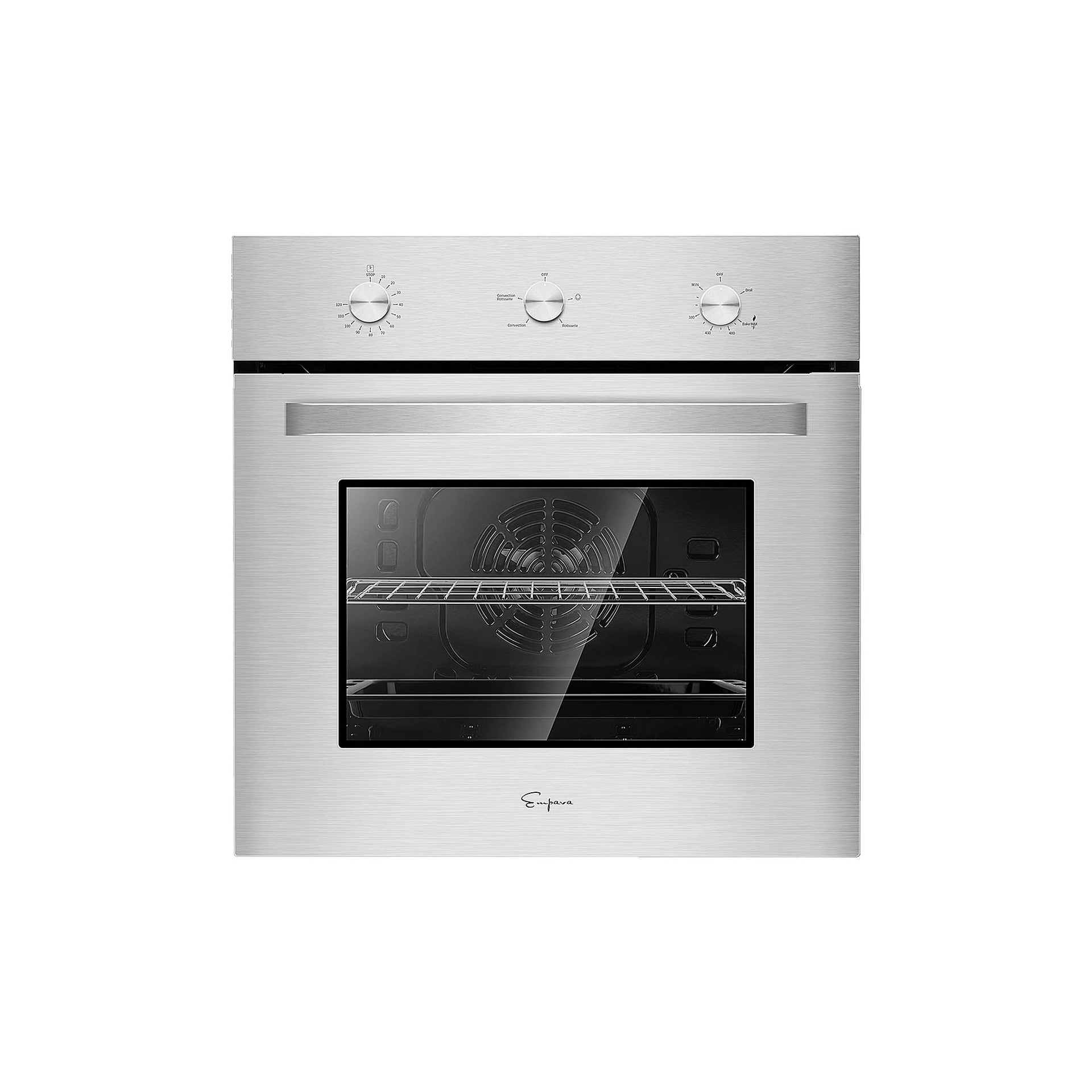 an-empava-24-inch-2-3-cu-ft-gas-wall-oven-designed-exclusively-for-lpg-featuring-a-front-facing-stainless-steel-door-with-a-transparent-window-the-control-panel-above-the-door-has-three-knobs-for-various-settings-and-the-interior-includes-a-single-wire-rack-the-brand-name-empava-is-prominently-displayed-on-the-door-highlighting-the-quality-of-empava-appliances