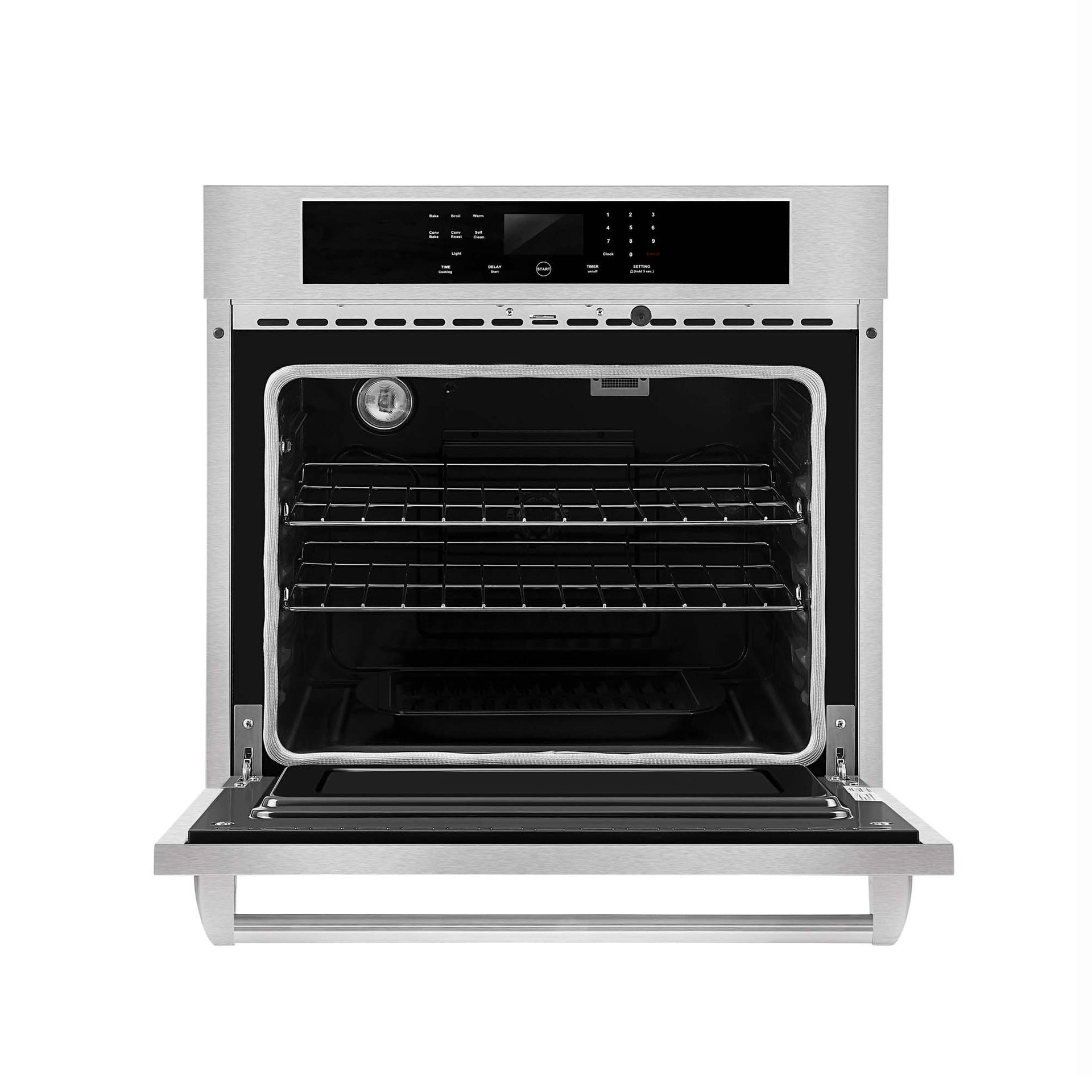 the-empava-30-in-built-in-electric-single-wall-oven-features-a-digital-control-panel-at-the-top-the-interior-includes-multiple-racks-and-a-light-on-the-upper-left-side-ensuring-a-clear-view-of-the-spacious-cooking-area-the-door-is-hinged-at-the-bottom