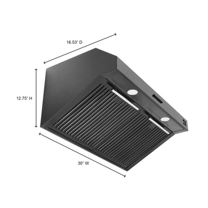 Forno Bari 30-Inch Under-Cabinet Range Hood, 400 CFM, Black with Antique Brass Handles (FRHUC5255-30BLK)8