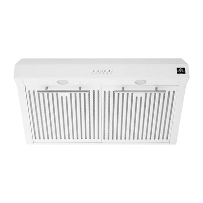 Forno Bari 30-Inch Under-Cabinet Range Hood, 400 CFM, White with Stainless Steel Handles (Model FRHUC5255-30WHT)1