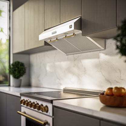 Forno Bari 30-Inch Under-Cabinet Range Hood, 400 CFM, White with Stainless Steel Handles (Model FRHUC5255-30WHT)4