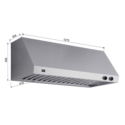 FORNO Biagio 48-Inch Wall-Mount Range Hood, 1200 CFM, Stainless Steel (Model FRHWM5009-48)12