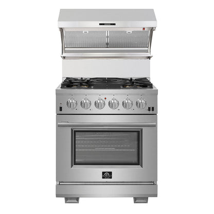 Forno Savona 30-Inch Wall-Mount Range Hood with Backsplash, 600 CFM, Stainless Steel, Hybrid Filters (Model FRHWM5029-30HB)2