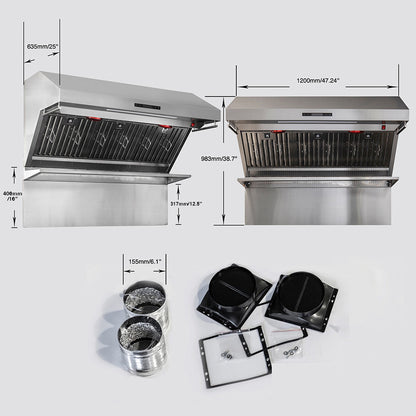 FORNO Savona 48-Inch Wall-Mount Range Hood, 1200 CFM, Stainless Steel, Baffle Filters, Backsplash, FRHWM5029-484