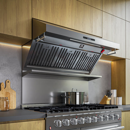 FORNO Savona 48-Inch Wall-Mount Range Hood, 1200 CFM, Stainless Steel, Baffle Filters, Backsplash, FRHWM5029-483
