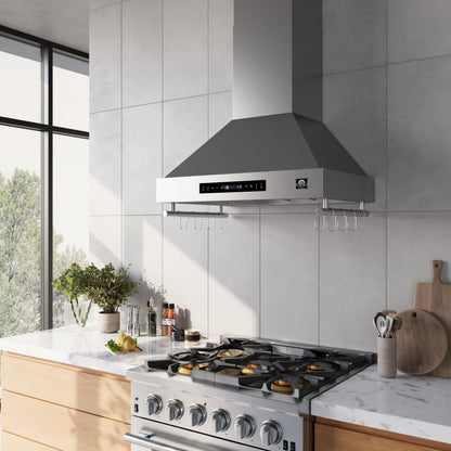 FORNO Venezia 30-Inch Wall-Mount Ducted Range Hood, 370 CFM, Touch Controls, LED Lighting, Stainless Steel (FRHWM5503-30)2