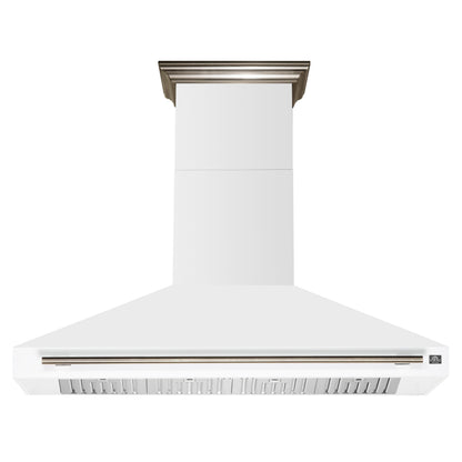 Forno Aria 60-Inch Wall-Mount Range Hood, 1200 CFM, Convertible Venting, White with Antique Brass Accents (FRHWM5095-60WHT)2