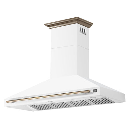 Forno Aria 60-Inch Wall-Mount Range Hood, 1200 CFM, Convertible Venting, White with Antique Brass Accents (FRHWM5095-60WHT)3