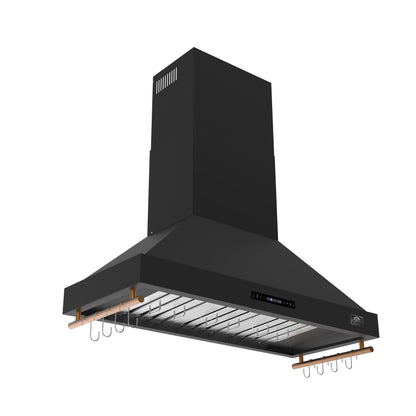 FORNO Venezia 48-Inch Wall-Mounted Range Hood, 900 CFM, Ducted, Touch Controls, LED Lighting, Black with Antique Brass Accents (FRHWM5503-48BLK)3