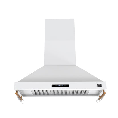 FORNO Venezia 48-Inch Wall-Mount Ducted Range Hood, 900 CFM, Touch Controls, LED Lighting, White with Antique Brass Accents (Model FRHWM5503-48WHT)1