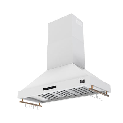 FORNO Venezia 48-Inch Wall-Mount Ducted Range Hood, 900 CFM, Touch Controls, LED Lighting, White with Antique Brass Accents (Model FRHWM5503-48WHT)3