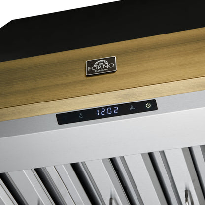 FORNO Vittorio 36-Inch Wall Mount Range Hood, 600 CFM, Black with Antique Brass Trim, Remote Control (FRHWM5078-36BLK)10