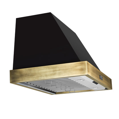 FORNO Vittorio 36-Inch Wall Mount Range Hood, 600 CFM, Black with Antique Brass Trim, Remote Control (FRHWM5078-36BLK)6