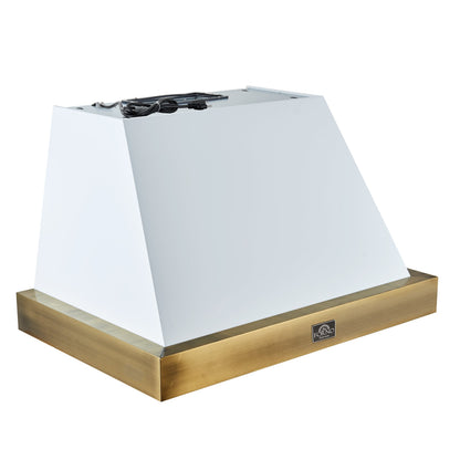 Forno Vittorio 36-Inch Wall-Mount Range Hood, 600 CFM, White with Antique Brass Trim, Remote Control (Model FRHWM5078-36WHT)3