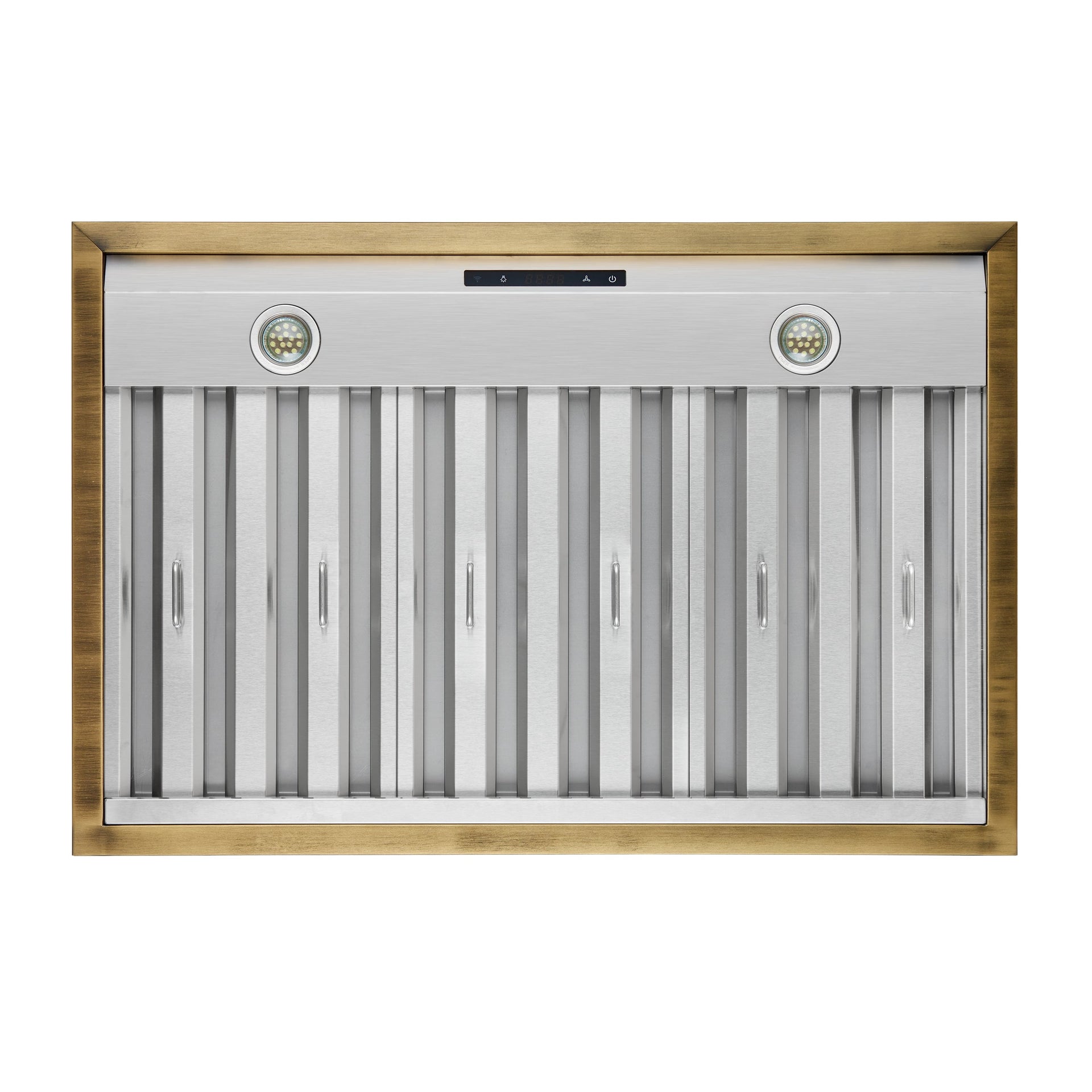 forno-vittorio-36-inch-wall-mount-range-hood-600-cfm-white-with-antique-brass-trim-remote-control-model-frhwm5078-36wht