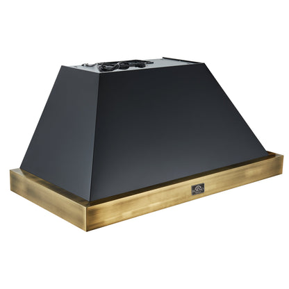 FORNO Vittorio 48-Inch Wall-Mount Range Hood, 600 CFM, Black with Antique Brass Trim, Remote Control (Model FRHWM5078-48BLK)3