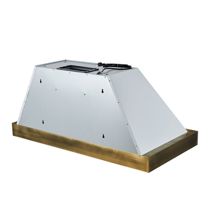 Forno Vittorio 48-Inch Wall-Mount Range Hood, 600 CFM, White with Antique Brass Trim, Remote Control (Model FRHWM5078-48WHT)6