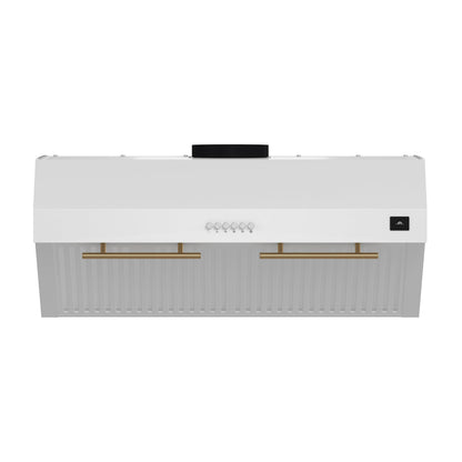 Forno Bari 30-Inch Under-Cabinet Range Hood, 400 CFM, White with Antique Brass Handles (Model FRHUC5255-30WHT)1