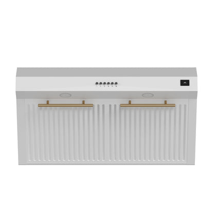 Forno Bari 30-Inch Under-Cabinet Range Hood, 400 CFM, White with Antique Brass Handles (Model FRHUC5255-30WHT)6