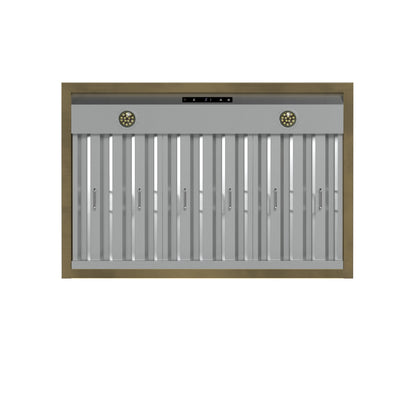 FORNO Vittorio 36-Inch Wall Mount Range Hood, 600 CFM, Black with Antique Brass Trim, Remote Control (FRHWM5078-36BLK)12