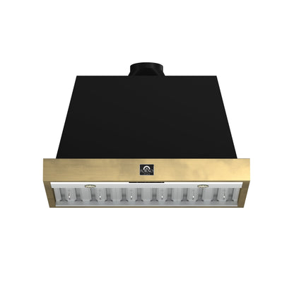 FORNO Vittorio 36-Inch Wall Mount Range Hood, 600 CFM, Black with Antique Brass Trim, Remote Control (FRHWM5078-36BLK)1