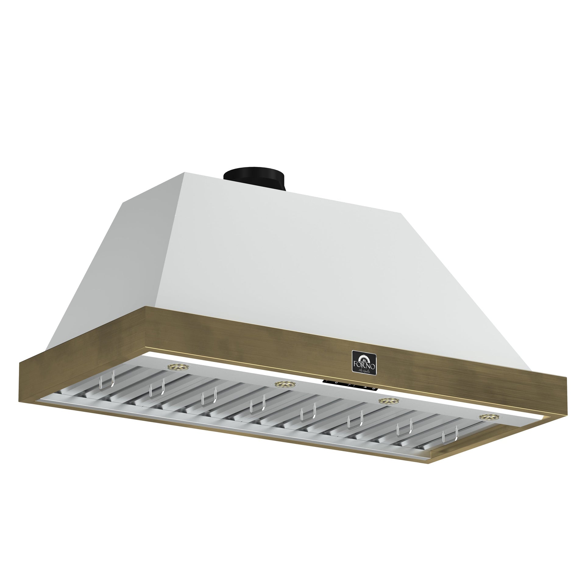 forno-vittorio-48-inch-wall-mount-range-hood-600-cfm-white-with-antique-brass-trim-remote-control-model-frhwm5078-48wht