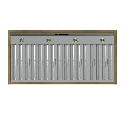 Forno Vittorio 48-Inch Wall-Mount Range Hood, 600 CFM, White with Antique Brass Trim, Remote Control (Model FRHWM5078-48WHT)11