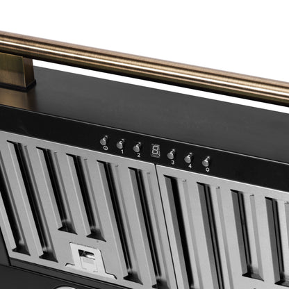 Forno Aria 30-Inch Wall-Mounted Convertible Range Hood, 600 CFM, Black with Antique Brass Accents (Model FRHWM5095-30BLK)10