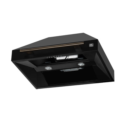 Forno Aria 30-Inch Wall-Mounted Convertible Range Hood, 600 CFM, Black with Antique Brass Accents (Model FRHWM5095-30BLK)9
