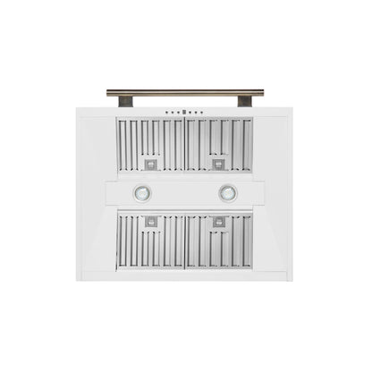FORNO Aria 30-Inch Wall-Mount Convertible Range Hood, 600 CFM, White with Antique Brass Accents (Model FRHWM5095-30WHT)12