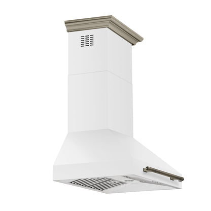 FORNO Aria 30-Inch Wall-Mount Convertible Range Hood, 600 CFM, White with Antique Brass Accents (Model FRHWM5095-30WHT)6