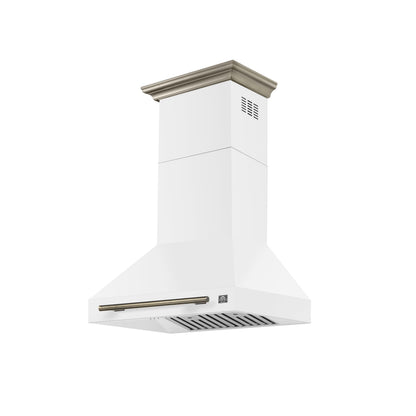 FORNO Aria 30-Inch Wall-Mount Convertible Range Hood, 600 CFM, White with Antique Brass Accents (Model FRHWM5095-30WHT)5