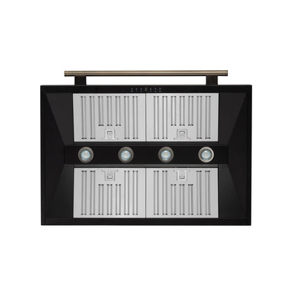 FORNO Aria 36-Inch Wall-Mount Range Hood, 1200 CFM, Black Finish with Antique Brass Accents (Model FRHWM5095-36BLK)10