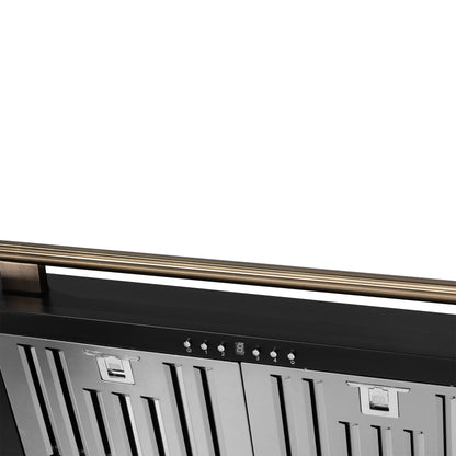 FORNO Aria 36-Inch Wall-Mount Range Hood, 1200 CFM, Black Finish with Antique Brass Accents (Model FRHWM5095-36BLK)9