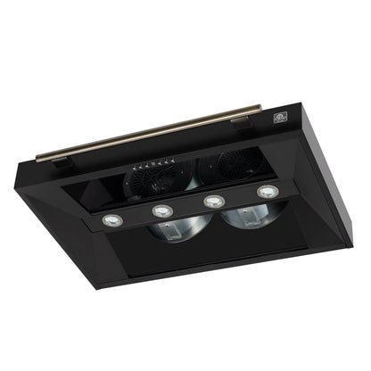FORNO Aria 36-Inch Wall-Mount Range Hood, 1200 CFM, Black Finish with Antique Brass Accents (Model FRHWM5095-36BLK)8