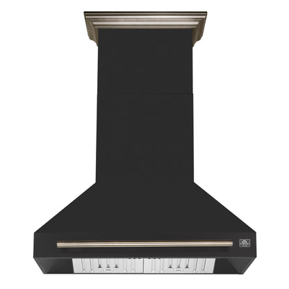 FORNO Aria 36-Inch Wall-Mount Range Hood, 1200 CFM, Black Finish with Antique Brass Accents (Model FRHWM5095-36BLK)5