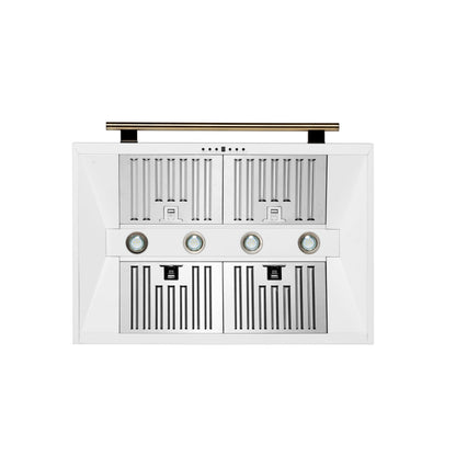 Forno Aria 36-Inch Wall-Mount Range Hood, 1200 CFM, White with Antique Brass Accents (Model FRHWM5095-36WHT)9