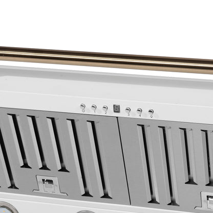 Forno Aria 36-Inch Wall-Mount Range Hood, 1200 CFM, White with Antique Brass Accents (Model FRHWM5095-36WHT)8