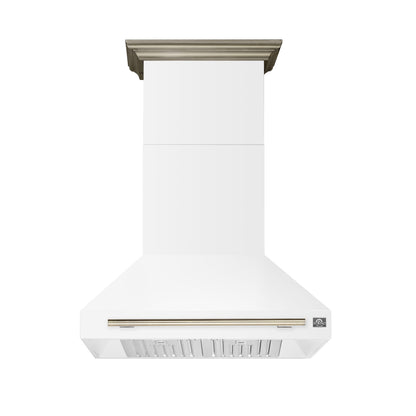 Forno Aria 36-Inch Wall-Mount Range Hood, 1200 CFM, White with Antique Brass Accents (Model FRHWM5095-36WHT)5