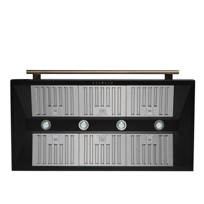 FORNO Aria 48-Inch Wall-Mount Range Hood, 1200 CFM, Black with Antique Brass Accents (Model FRHWM5095-48BLK)10