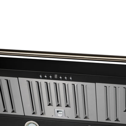 FORNO Aria 48-Inch Wall-Mount Range Hood, 1200 CFM, Black with Antique Brass Accents (Model FRHWM5095-48BLK)9