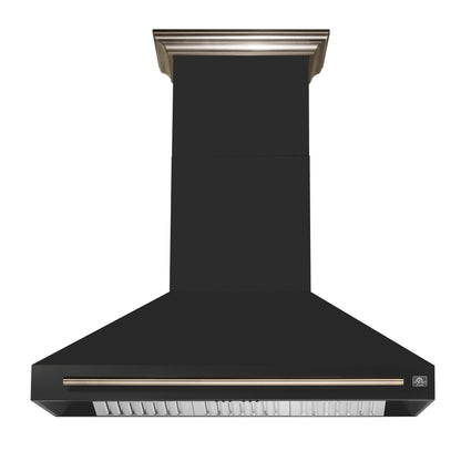 FORNO Aria 48-Inch Wall-Mount Range Hood, 1200 CFM, Black with Antique Brass Accents (Model FRHWM5095-48BLK)5