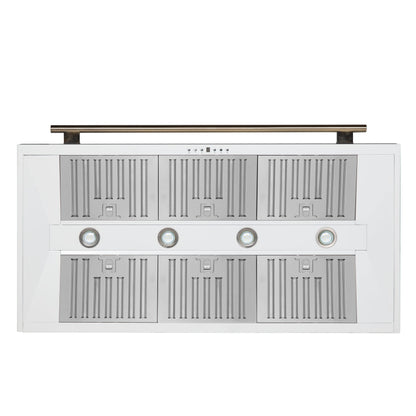Forno Aria 48-Inch Wall-Mount Range Hood, 1200 CFM, White with Antique Brass Accents (Model FRHWM5095-48WHT)10