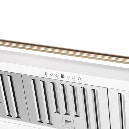 Forno Aria 48-Inch Wall-Mount Range Hood, 1200 CFM, White with Antique Brass Accents (Model FRHWM5095-48WHT)8
