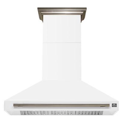 Forno Aria 48-Inch Wall-Mount Range Hood, 1200 CFM, White with Antique Brass Accents (Model FRHWM5095-48WHT)1