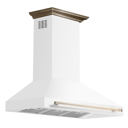 Forno Aria 48-Inch Wall-Mount Range Hood, 1200 CFM, White with Antique Brass Accents (Model FRHWM5095-48WHT)4