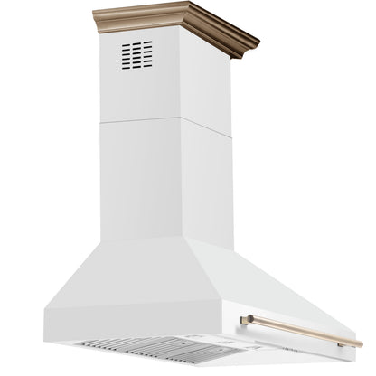 Forno Aria 48-Inch Wall-Mount Range Hood, 1200 CFM, White with Antique Brass Accents (Model FRHWM5095-48WHT)5