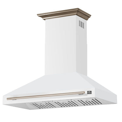 Forno Aria 48-Inch Wall-Mount Range Hood, 1200 CFM, White with Antique Brass Accents (Model FRHWM5095-48WHT)3